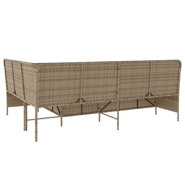 Trädgårdssoffa med dynor L-formad beige konstrotting