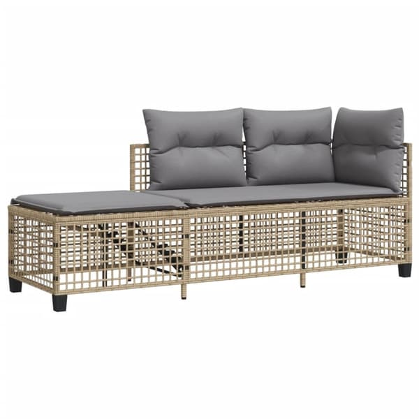 hjørnesofasæt til haven 3 dele med hynder polyrattan beige