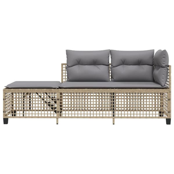 hjørnesofasæt til haven 3 dele med hynder polyrattan beige