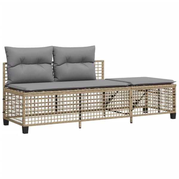 hjørnesofasæt til haven 3 dele med hynder polyrattan beige