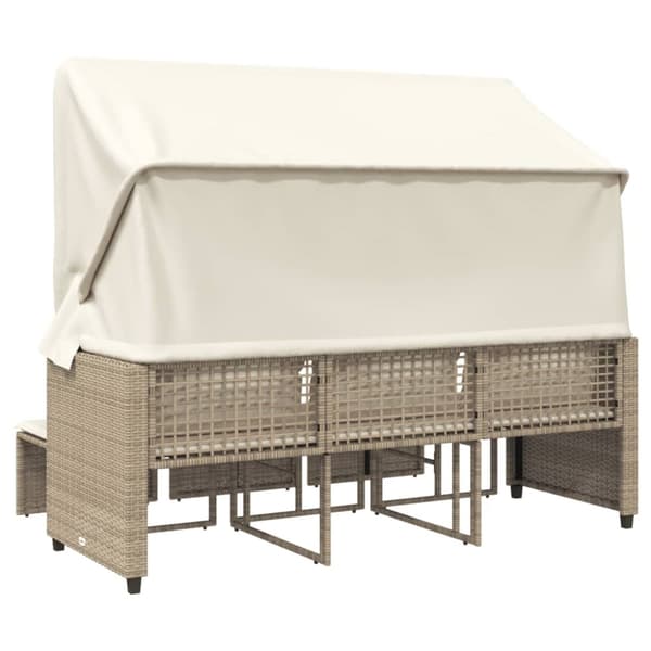 3 hengen puutarhasohva katos ja rahi, beige, polyrottinki