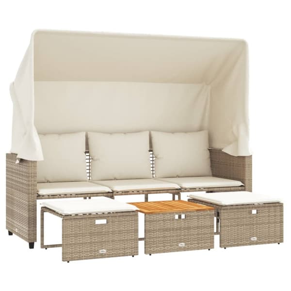 3 hengen puutarhasohva katos ja rahi, beige, polyrottinki