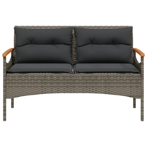 havebænk med hynder 116x62,5x74 cm polyrattan grå
