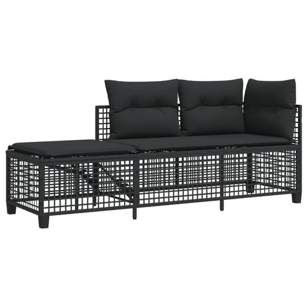 hjørnesofasæt til haven 3 dele med hynder polyrattan sort