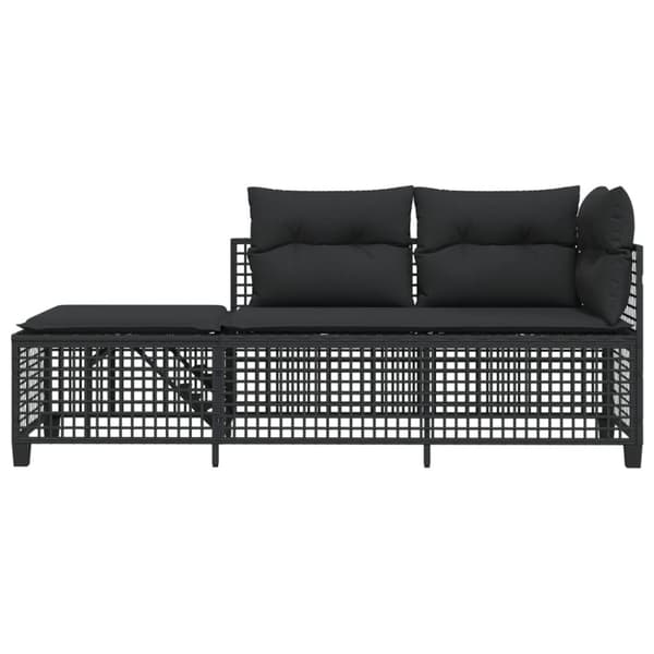 hjørnesofasæt til haven 3 dele med hynder polyrattan sort