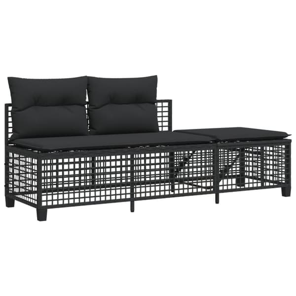 hjørnesofasæt til haven 3 dele med hynder polyrattan sort