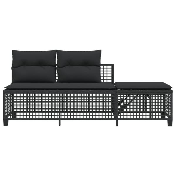 hjørnesofasæt til haven 3 dele med hynder polyrattan sort