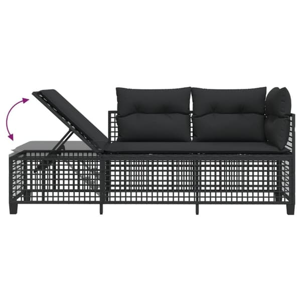 hjørnesofasæt til haven 3 dele med hynder polyrattan sort