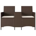 Miniatyrbillede 4 af 9: 2-personers havesofa med bord og hynder polyrattan brun