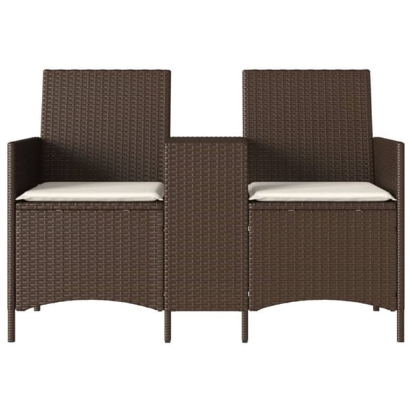 2-personers havesofa med bord og hynder polyrattan brun