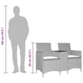 Miniatyrbillede 9 af 9: 2-personers havesofa med bord og hynder polyrattan brun