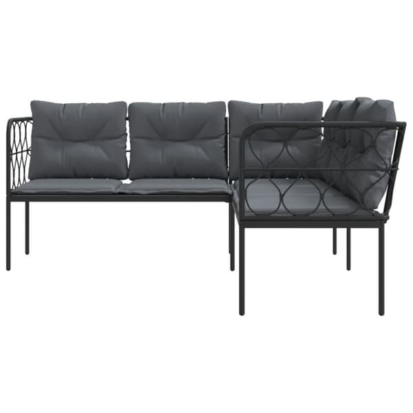 havesofa med hynder L-facon stål og textilene sort