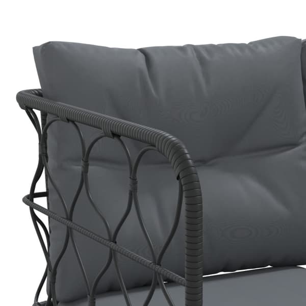 havesofa med hynder L-facon stål og textilene sort