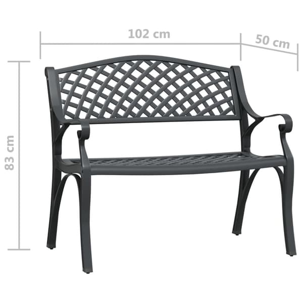 Trädgårdsbänk 102 cm gjuten aluminium svart