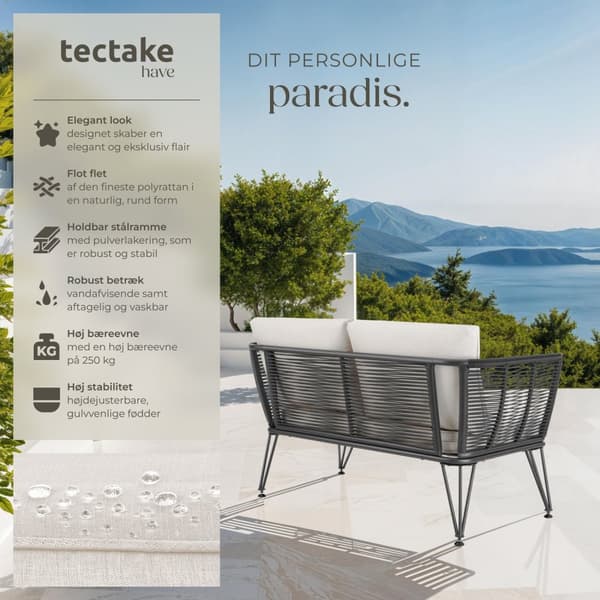 Havesofa Sundo i rebdesign med polyrattan - anthrazit
