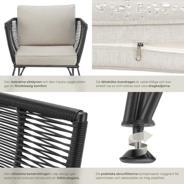 2-set loungestolar Sundo i repdesign - antracit