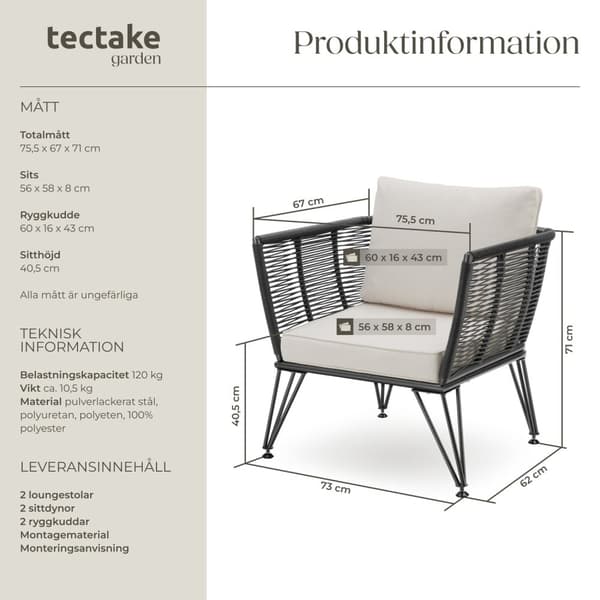 2-set loungestolar Sundo i repdesign - antracit