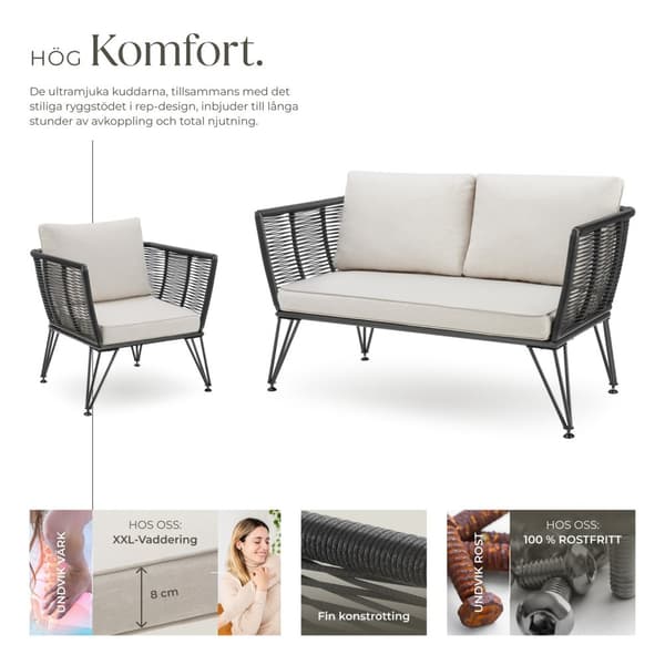 Loungeset/Loungegrupp Sundo i repdesign - antracit