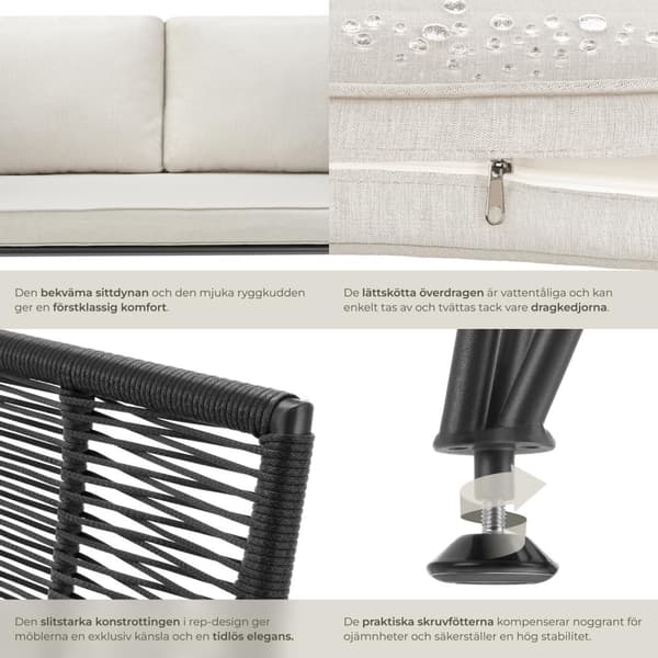 Loungeset/Loungegrupp Sundo i repdesign - antracit