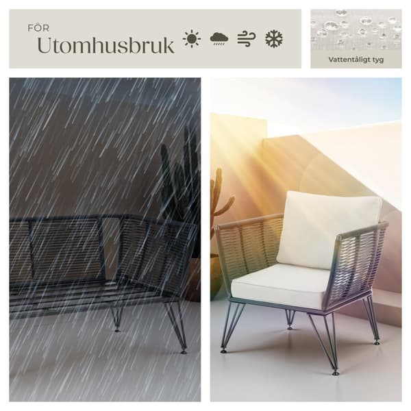 Loungeset/Loungegrupp Sundo i repdesign - antracit