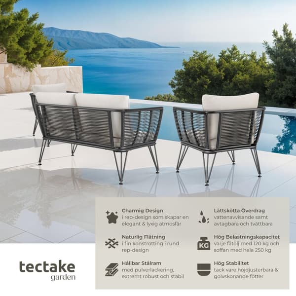 Loungeset/Loungegrupp Sundo i repdesign - antracit