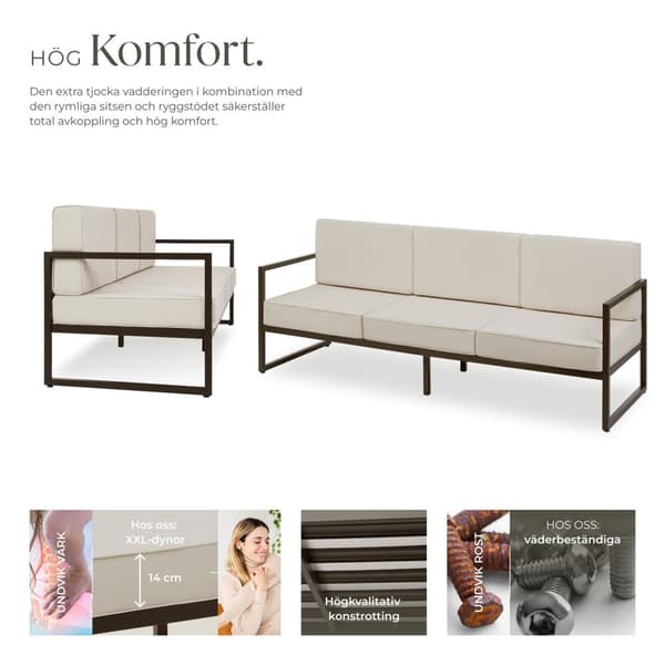 Loungesoffa Comosa 3-sits - brun/beige