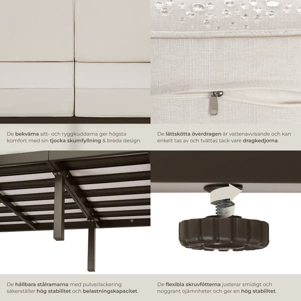 Loungeset/Loungegrupp Comosa för 4 personer med ultratjocka dynor - brun/beige