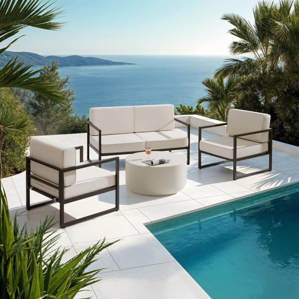 Loungeset/Loungegrupp Comosa för 4 personer med ultratjocka dynor - brun/beige