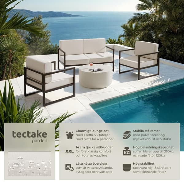 Loungeset/Loungegrupp Comosa för 4 personer med ultratjocka dynor - brun/beige