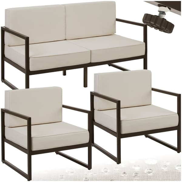 Loungeset/Loungegrupp Comosa för 4 personer med ultratjocka dynor - brun/beige