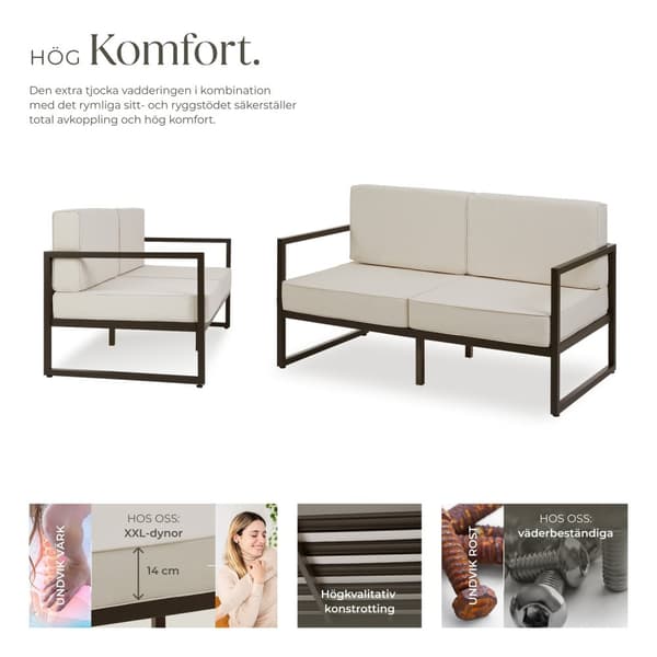 2-sits loungesoffa Comosa - brun/beige