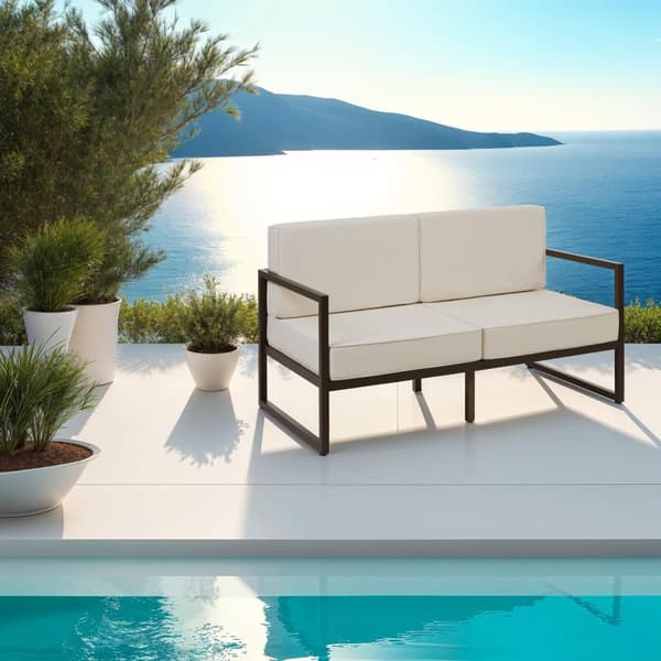 Loungesofa Comosa, 2-personers, tyk polstring - brun/beige