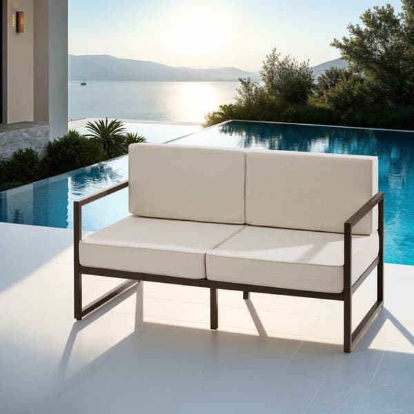 Loungesofa Comosa, 2-personers, tyk polstring - brun/beige