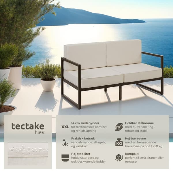 Loungesofa Comosa, 2-personers, tyk polstring - brun/beige