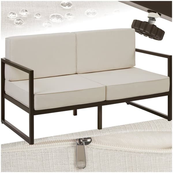 Loungesofa Comosa, 2-personers, tyk polstring - brun/beige