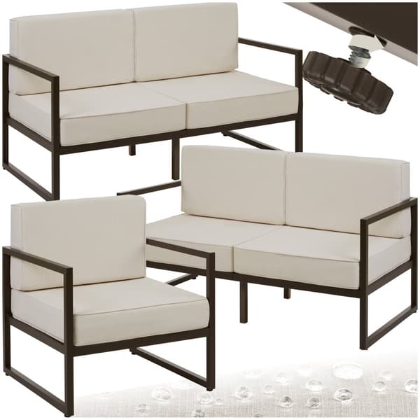 Loungesæt Comosa til 5 personer, XXL-polstring - brun/beige