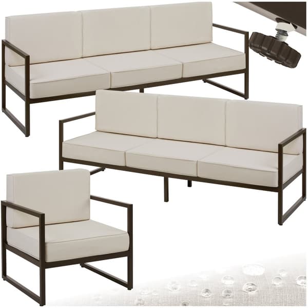 Loungesæt Comosa til 7 personer, XXL-polstring - brun/beige