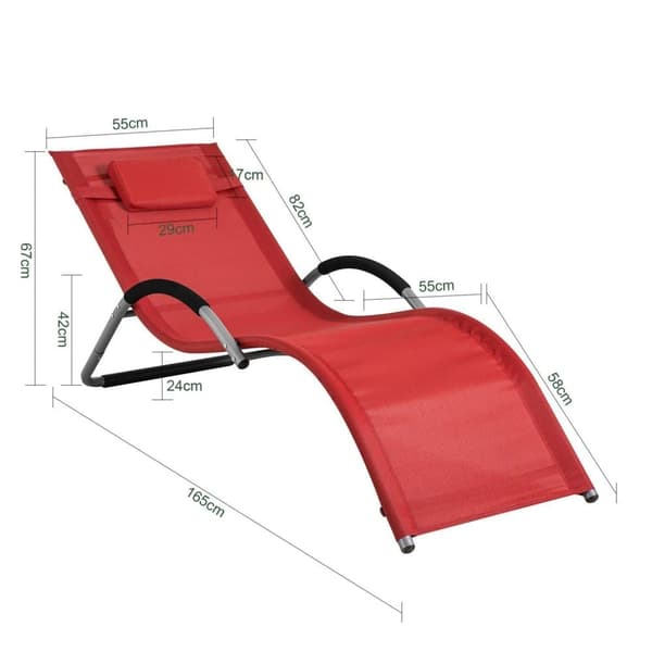 Solstol, OGS38-R, 165x56x67 cm, Röd