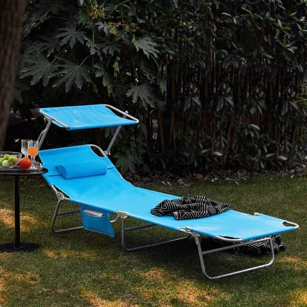 Udendørs Foldbar Bærbar Liggestol, OGS48-B, 195x63x90 cm, Sort