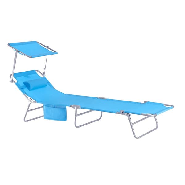 Udendørs Foldbar Bærbar Liggestol, OGS48-B, 195x63x90 cm, Sort
