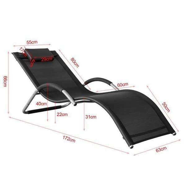Solstol, OGS38-SCH, 165x56x67 cm, Sort