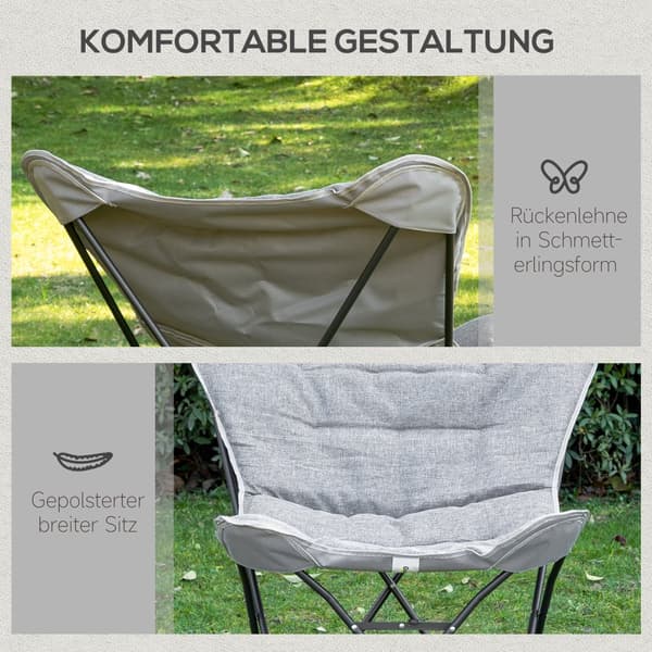 Sammenklappelig Campingstol, 88x74x84 cm, Lys Grå