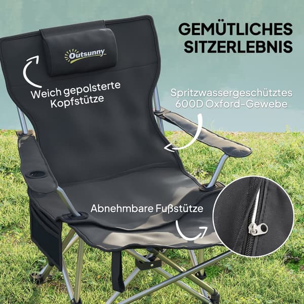 Campingstol Sæt, 82x50/100x88 cm, Sort