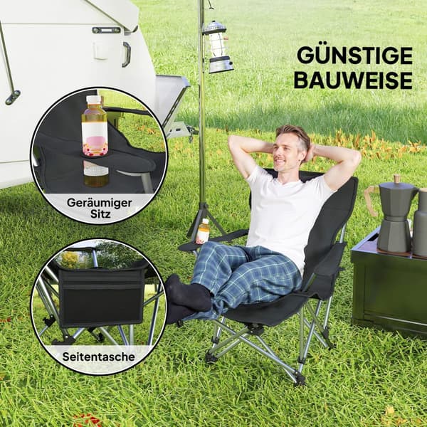Campingstol Sæt, 82x50/100x88 cm, Sort