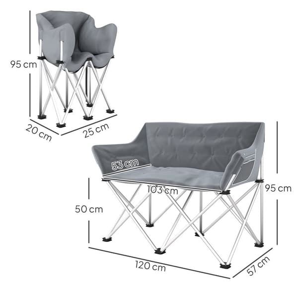Retkituoli, 120x57 cm, Harmaa