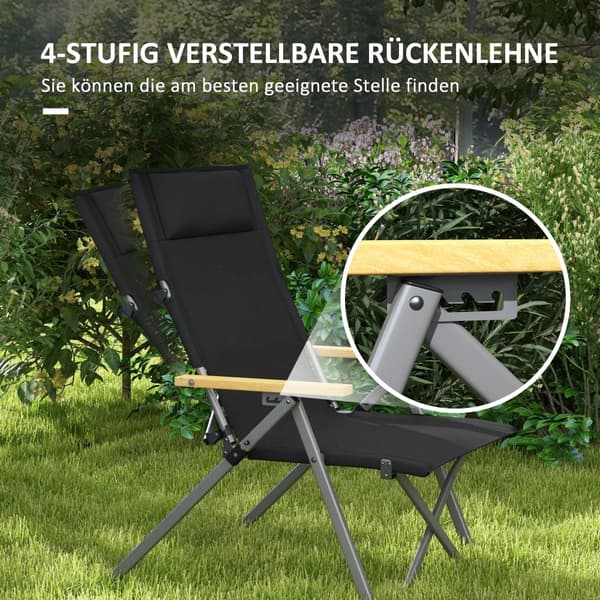 Retkituoli, 74P x 59,5L x 98K cm, Musta