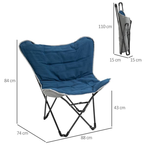 Sammenklappelig Campingstol, 88x74x84 cm, Blå