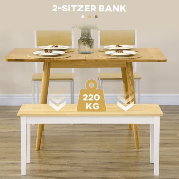 Bänk, 2-sits, 102x36x45 cm, Vit