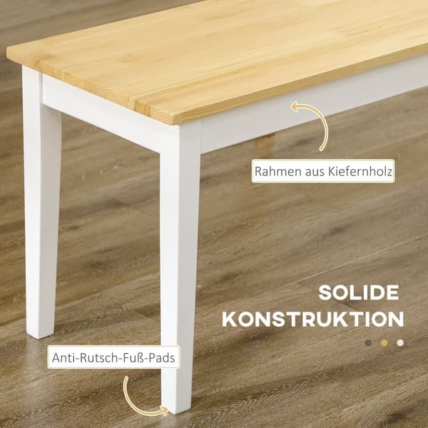 Bänk, 2-sits, 102x36x45 cm, Vit