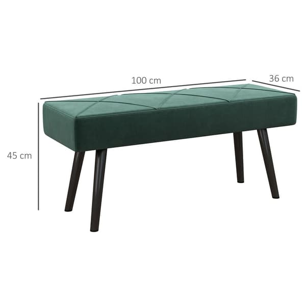 Klädd Bänk, 100x36x45 cm, Grön